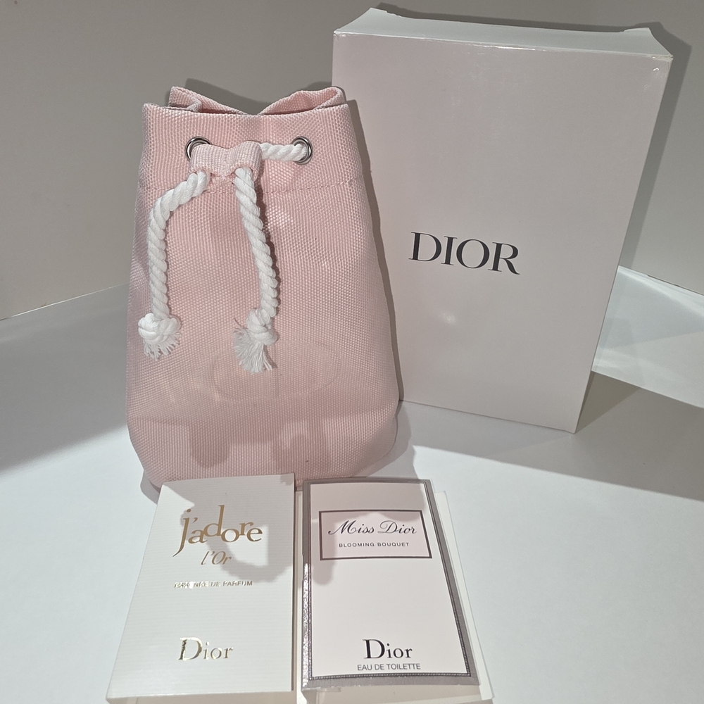 Dior Soft Pink Drawstring Cosmetic Bag
